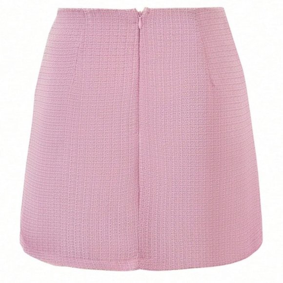 Pink Tweed Skirt with Button Details - Picture 4 of 6